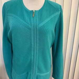 Misook Teal Ribbed Cardigan